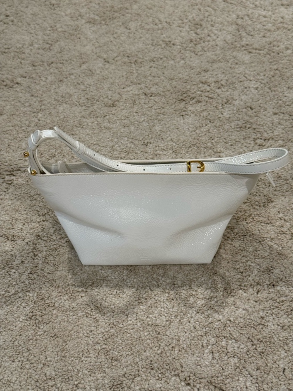 KHAITE White Patent Leather Crossbody with Gold Hardware - Picture 6 of 16
